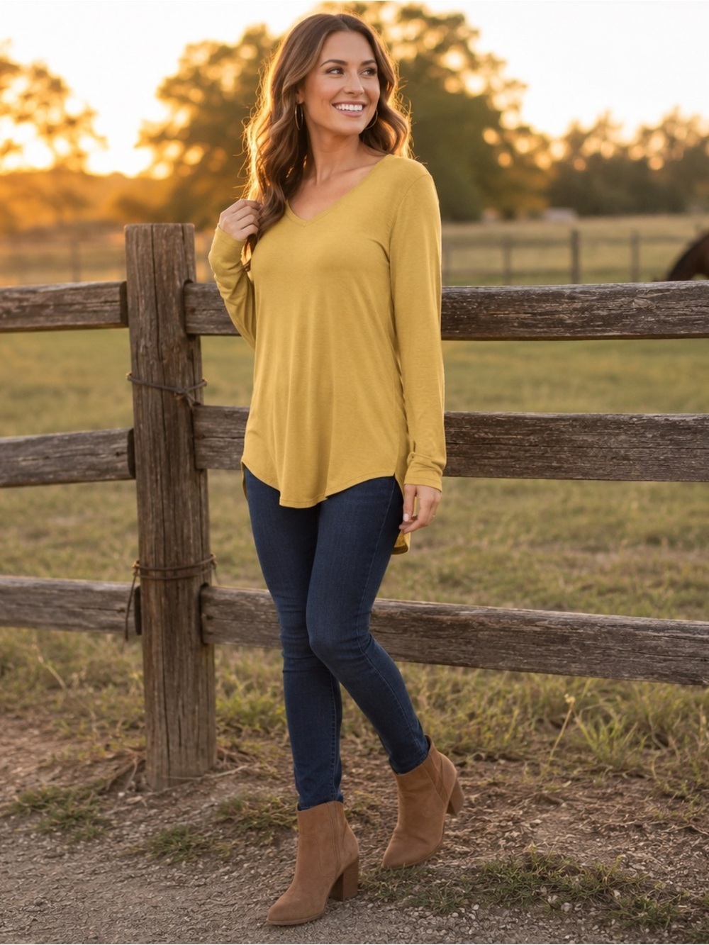 Agnes & Dora Vincent Curve Top Rib Knit Hi-Lo Tunic Mustard Yellow NWT Size S
